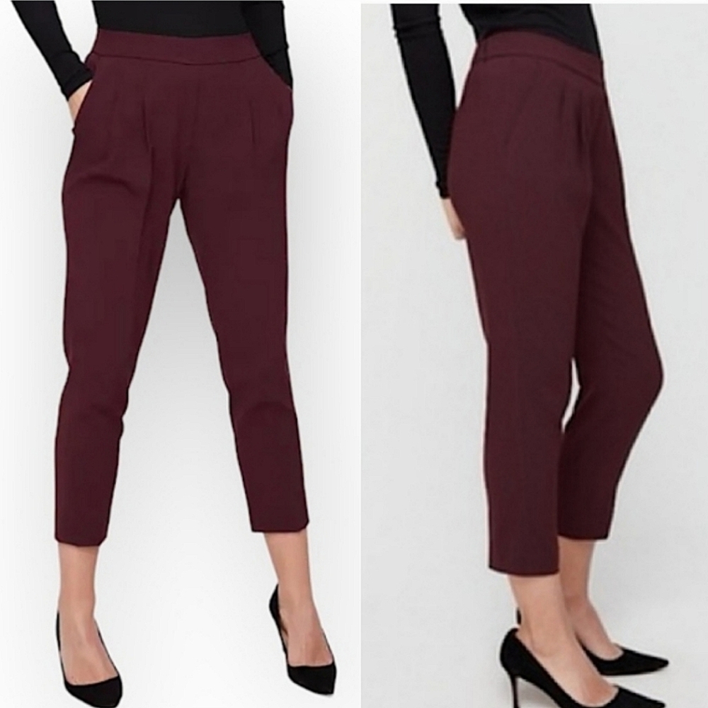 Aritzia Babaton dark purple pleated cropped Cohen pant excellent condition.